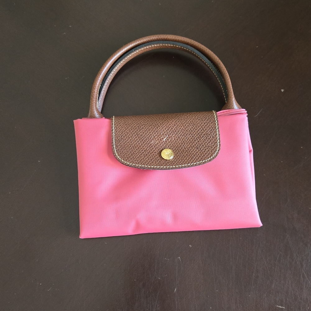Longchamp Pink and Brown Top Handle Bag